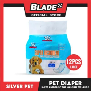 12pcs Silver Pet Super Absorbent Disposable Male Dog Wrap/ Diaper Large