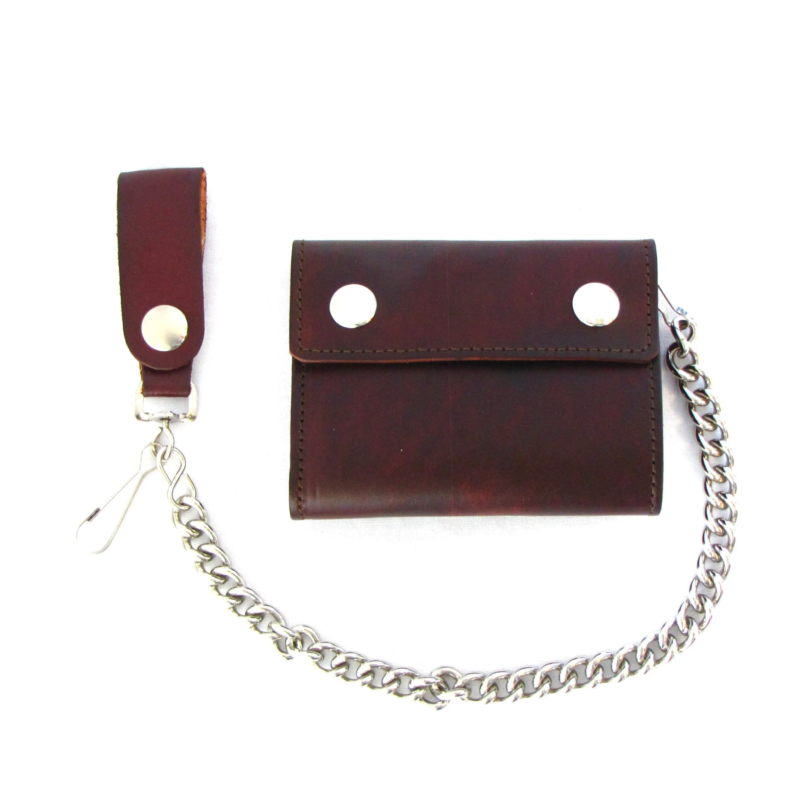 AB336  Antique Finish Bi-Fold Chain Wallet