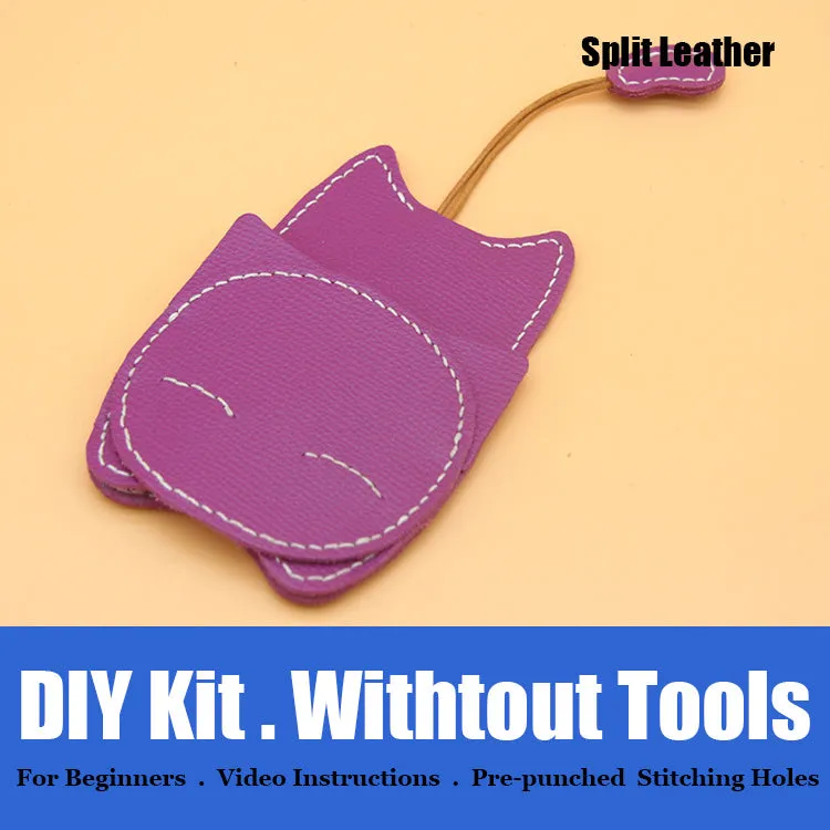 Cute DIY Leather Key Holder Kit DIY Eco Leather Project DIY Light Yellow Leather Womens KeyChain DIY Leather KeyRing Kit