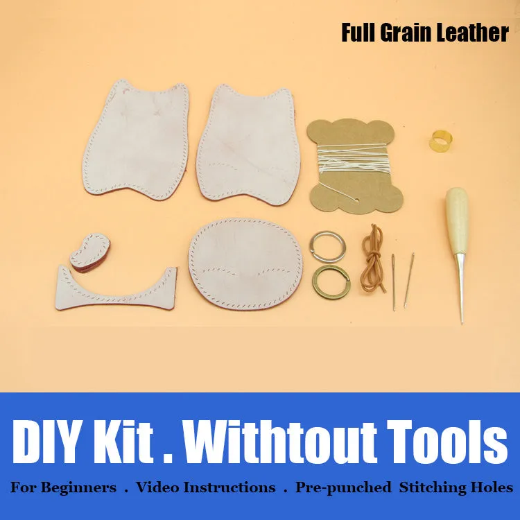 Cute DIY Leather Key Holder Kit DIY Waxed Leather Projects DIY Yellow Leather Womens KeyChain DIY Leather KeyRing Kit