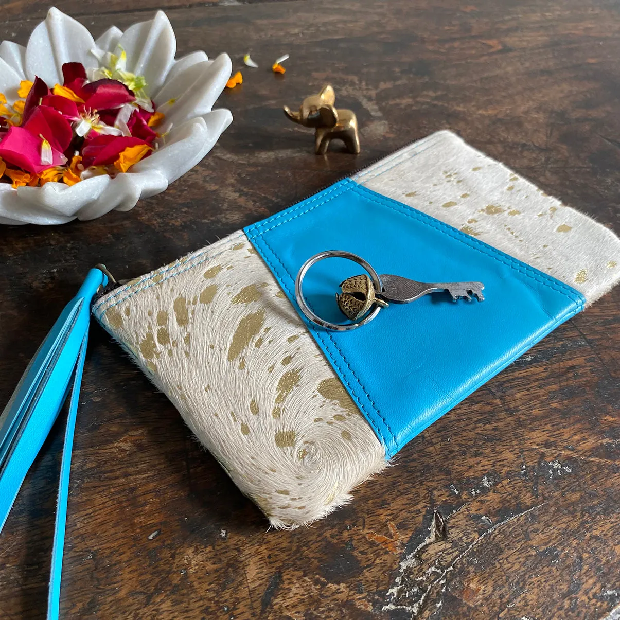 Leather Purse // Blue Gold