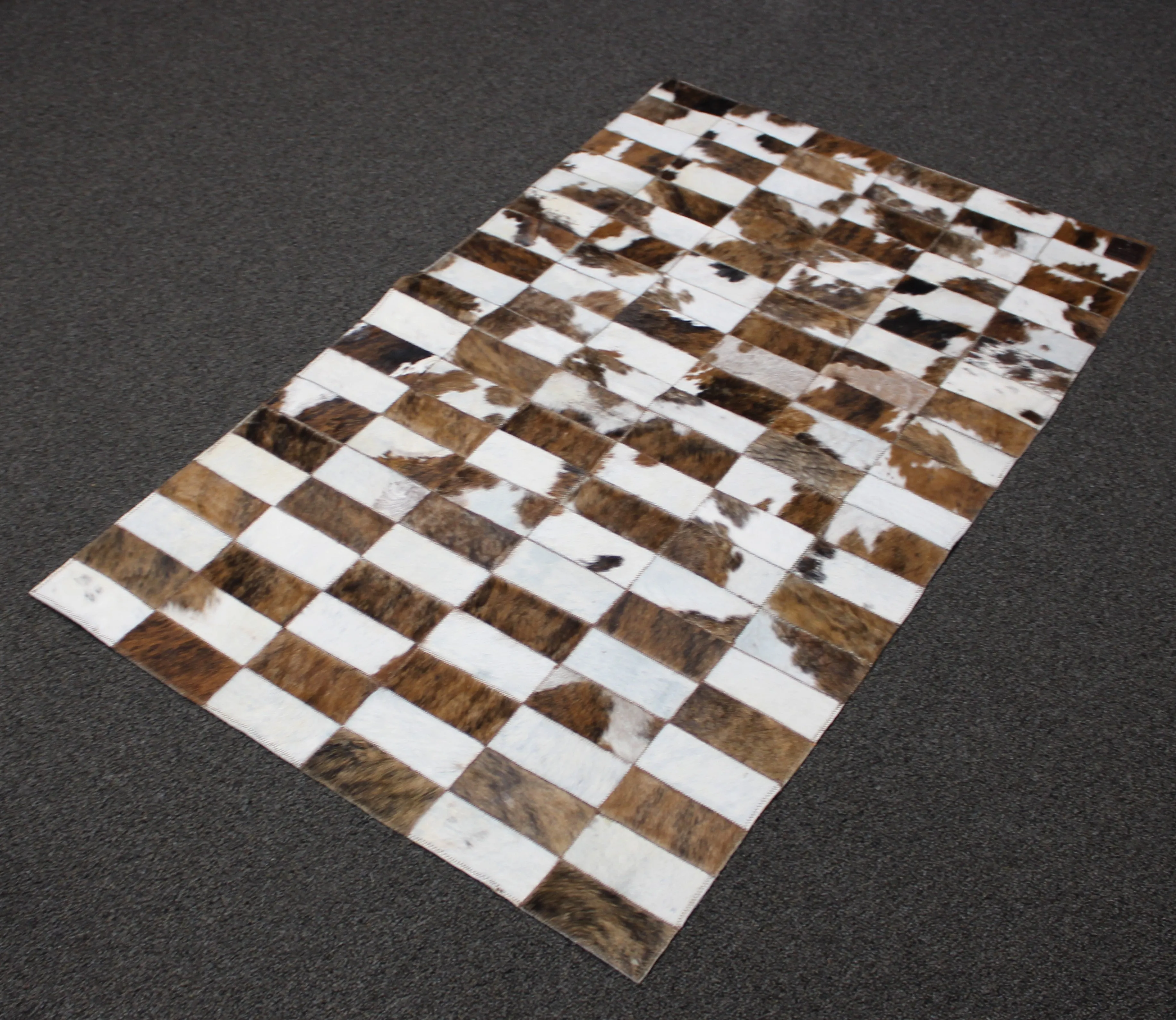 Tricolor Patchwork Cowhide Rug – Size 51 x 31 IN | 130x 79 cm | Premium Cowhide Rug
